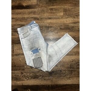 KDNK Patchwork Distressed Jeans Men's Size 38 | Moto Streetwear Denim Light Wash